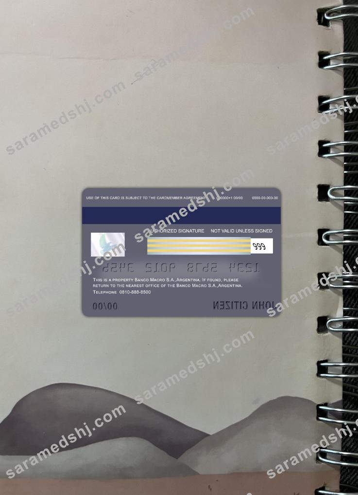 Argenitina Banco Macro S.A bank visa card photolook back